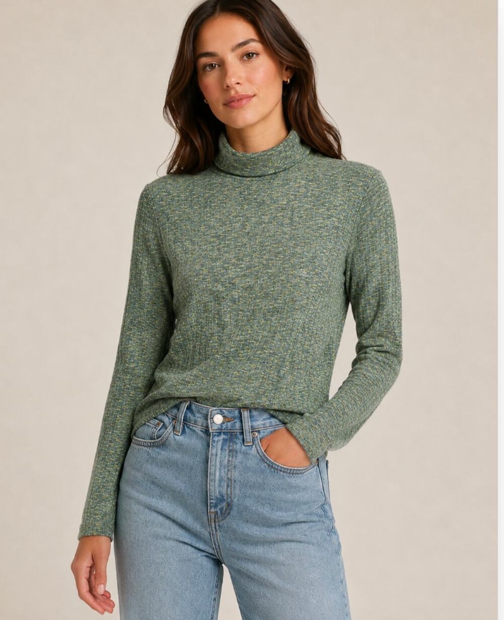 Madewell Turtleneck Long Sleeve Tee Green Small